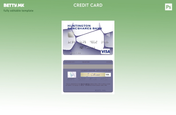 Шаблон за виза картичка во модерен стил на САД Хантингтон Банкшерес банка